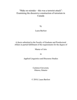 Examining the Discursive Construction of Terrorism in Canada