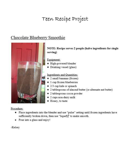 Teen Recipe Project