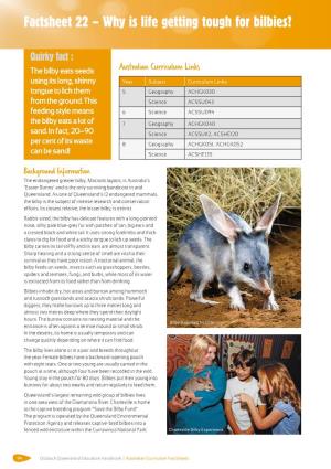 Factsheet 22 – Why Is Life Getting Tough for Bilbies?