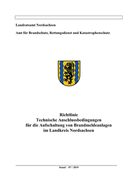 Richtlinie Technische Anschlussbedingungen Für Die Aufschaltung Von Brandmeldeanlagen Im Landkreis Nordsachsen