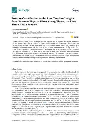 Entropy Contribution to the Line Tension: Insights from Polymer Physics, Water String Theory, and the Three-Phase Tension