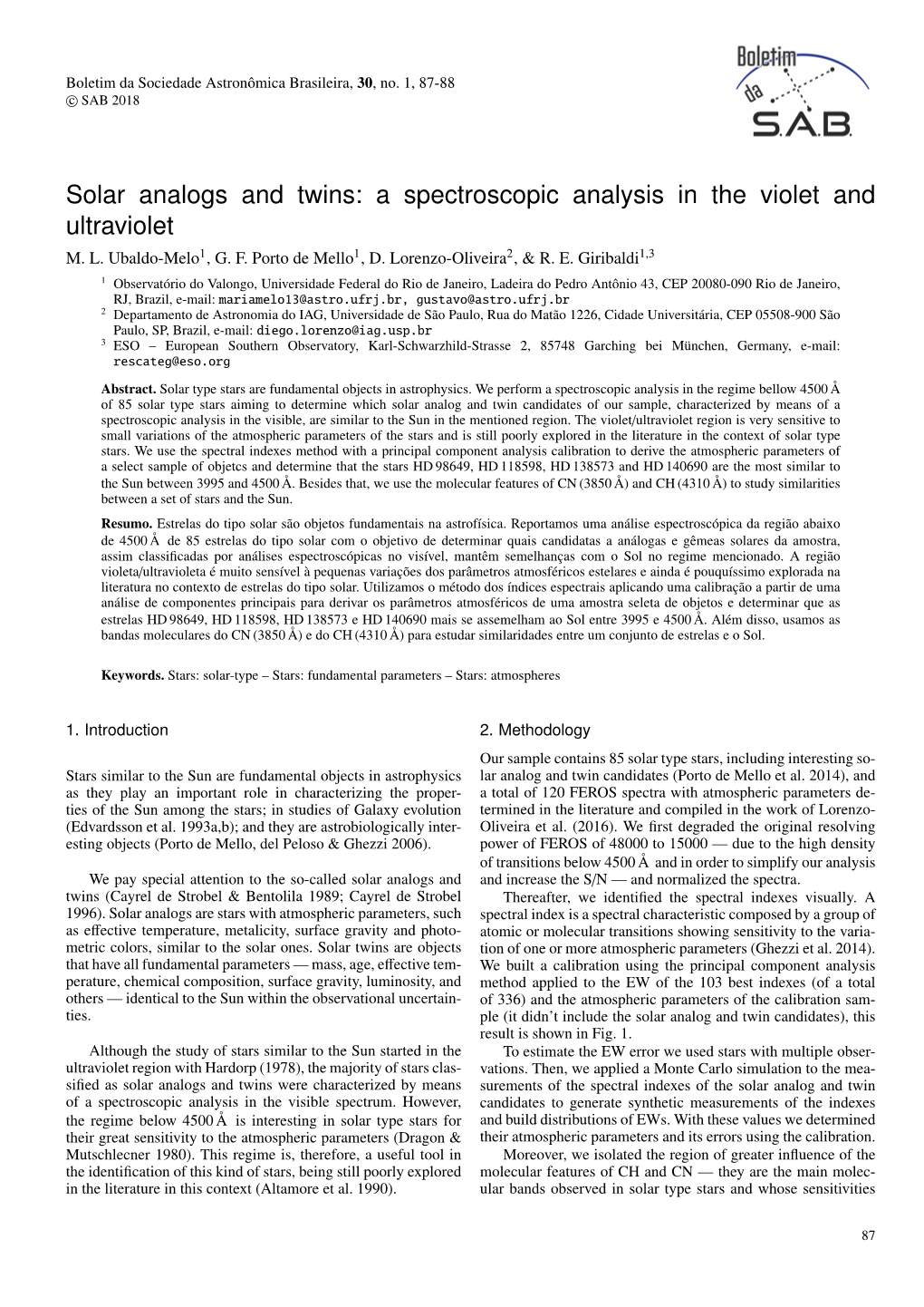 A Spectroscopic Analysis in the Violet and Ultraviolet M