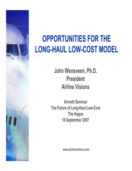 Opportunities for the Long-Haul Low-Cost Model