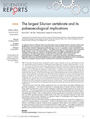 The Largest Silurian Vertebrate and Its Palaeoecological Implications