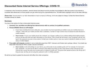 Discounted Home Internet Service Offerings COVID-19