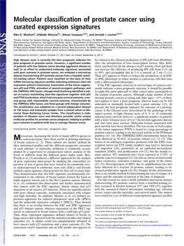 Molecular Classification of Prostate Cancer Using Curated Expression