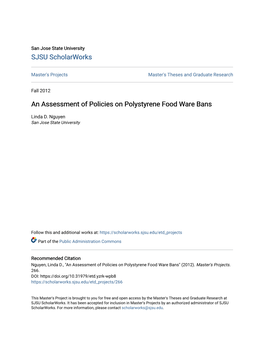 An Assessment of Policies on Polystyrene Food Ware Bans