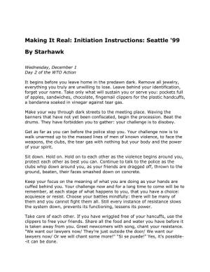 Making It Real: Initiation Instructions: Seattle '99