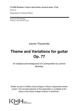 Theme and Variations for Guitar Op. 77