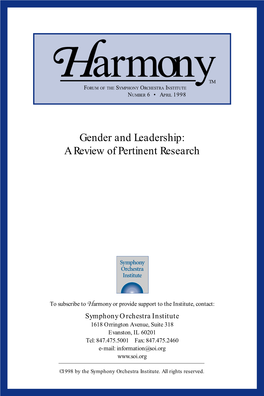 Gender and Leadership: a Review of Pertinent Research