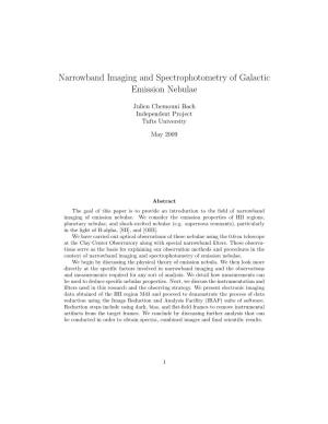 Narrowband Imaging and Spectrophotometry of Galactic Emission Nebulae
