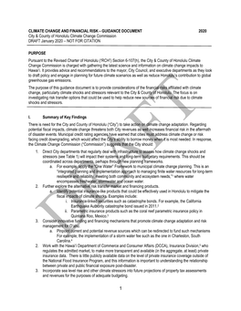 CLIMATE CHANGE and FINANCIAL RISK – GUIDANCE DOCUMENT 2020 City & County of Honolulu Climate Change Commission DRAFT January 2020 – NOT for CITATION