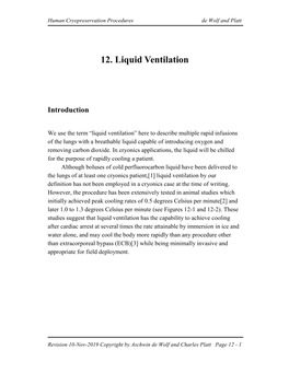 12. Liquid Ventilation