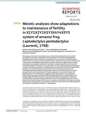 Meiotic Analyses Show Adaptations to Maintenance of Fertility In