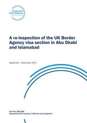 A Re-Inspection of the UK Border Agency Visa Section in Abu Dhabi and Islamabad
