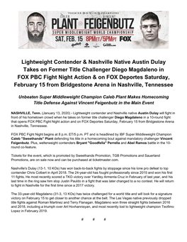 Lightweight Contender & Nashville Native Austin