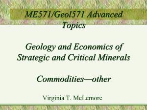 ME551/GEO551 Geology of Industrial Minerals Spring 2003