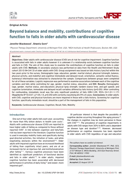 Beyond Balance and Mobility, Contributions of Cognitive Function to Falls in Older Adults with Cardiovascular Disease