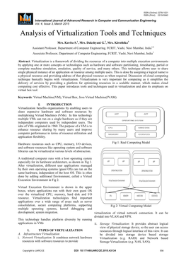 Analysis of Virtualization Tools and Techniques