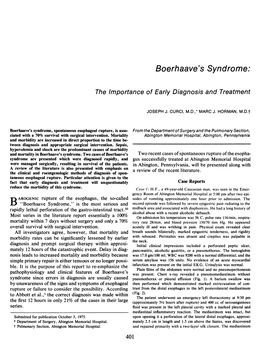 Boerhaave's Syndrome