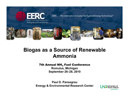 Biogas As a Source of Renewable Anhydrous Ammonia