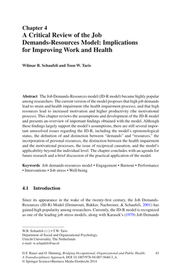 A Critical Review of the Job Demands-Resources Model: Implications for Improving Work and Health