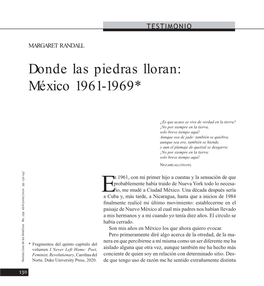 Donde Las Piedras Lloran: México 1961-1969*
