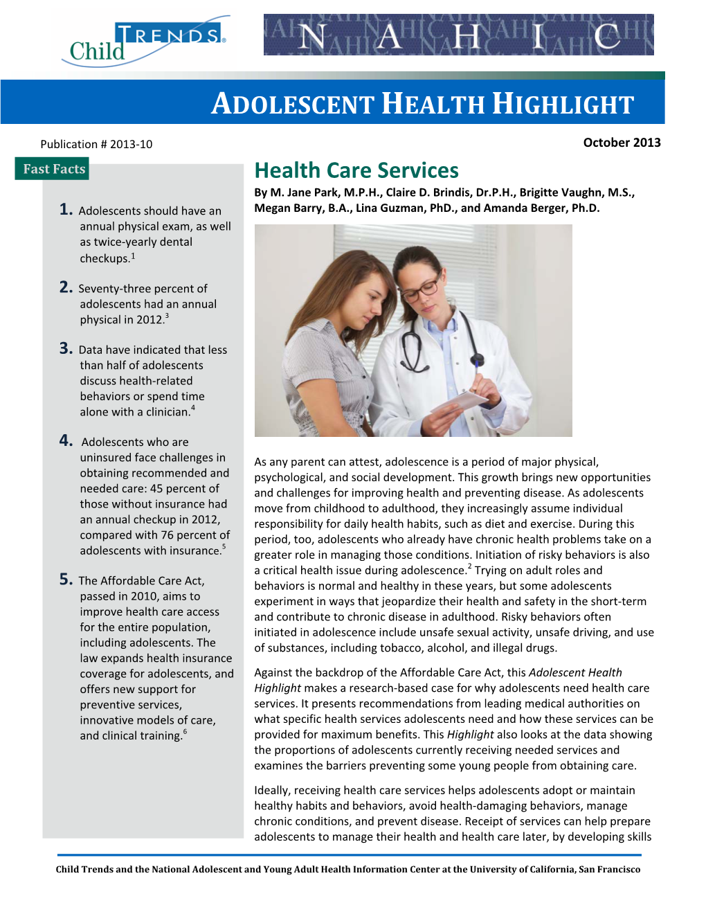 Adolescent Health Highlight