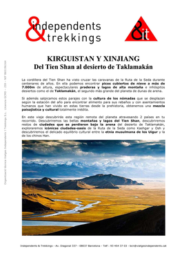 KIRGUISTAN Y XINJIANG Del Tien Shan Al Desierto De Taklamakán