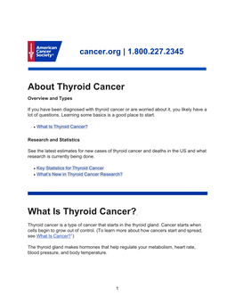 About Thyroid Cancer Overview and Types