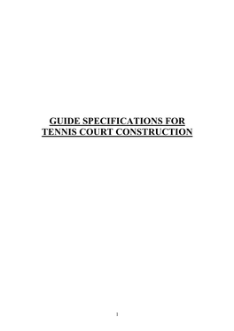 Guide Specifications for Tennis Court Construction