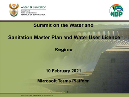 Summit on the Water and Sanitation Master Plan and Water User
