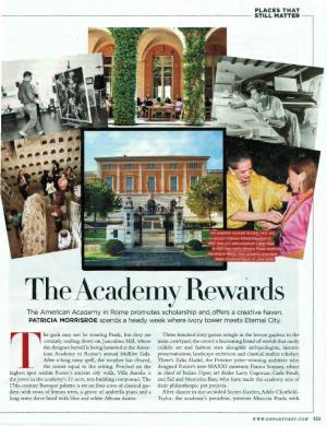 The Academy Rewcirds the American Academy in Rome Promotes Scholarship and Offers a Creative Haven