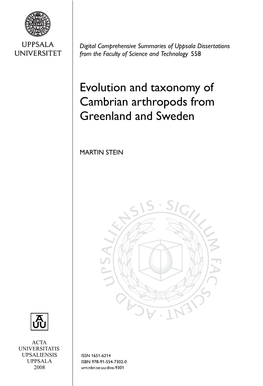 Evolution and Taxonomy of Cambrian Arthropods from Greenland and Sweden