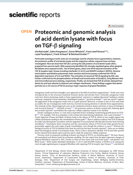 Proteomic and Genomic Analysis of Acid Dentin Lysate with Focus on TGF