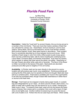 Florida Food Fare. Basil