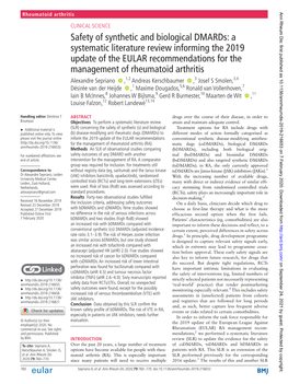 Safety of Synthetic and Biological Dmards: a Systematic Literature Review Informing the 2019 Update of the EULAR Recommendations