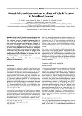 Bioavailability and Pharmacokinetics of Natural Volatile Terpenes in Animals and Humans