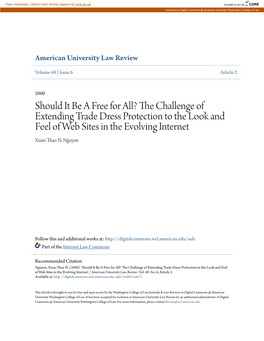 Should It Be a Free for All? the Challenge of Extending Trade Dress Protection to the Look and Feel of Web Sites in the Evolving Internet