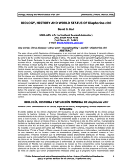 BIOLOGY, HISTORY and WORLD STATUS of Diaphorina Citri