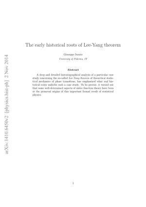 The Early Historical Roots of Lee-Yang Theorem