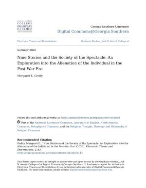 Nine Stories and the Society of the Spectacle: an Exploration Into the Alienation of the Individual in the Post-War Era