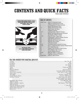 Contents and Quick Facts Media Guide Overview