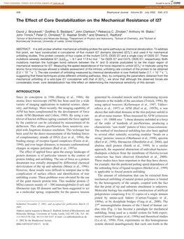 The Effect of Core Destabilization on the Mechanical Resistance of I27