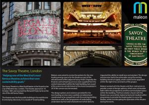 The Savoy Theatre, London “Helping One of the West End’S Most Maleon Were Asked to Review the Options for the New Impacted the Ability to Install New Central Plant