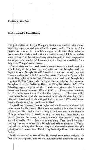 Richard J. Voorhees the Publication of Evelyn Waugh's Diaries Was