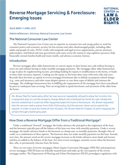 Reverse Mortgage Servicing & Foreclosure: Emerging Issues