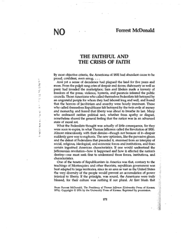 Forrest Mcdonald the FAITHFUL and the CRISIS of FAITH