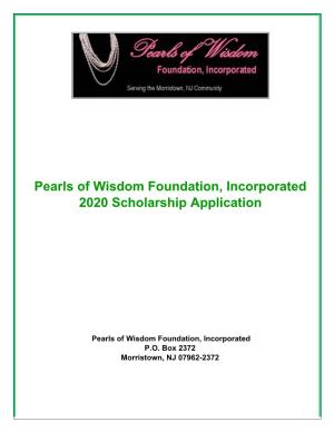 Pearls of Wisdom Foundation, Incorporated 2020 Scholarship Application