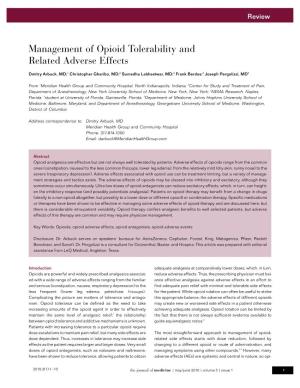 Management of Opioid Tolerability and Related Adverse Effects